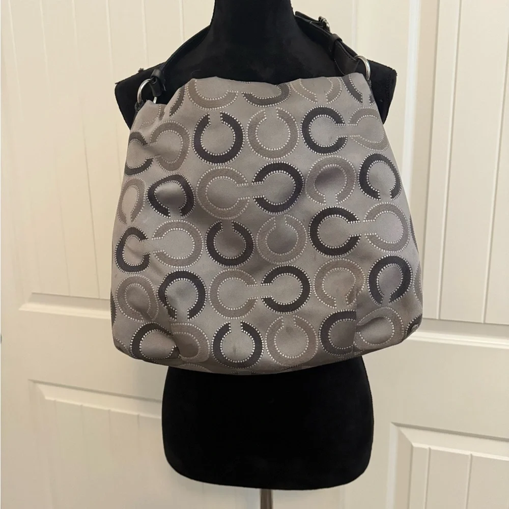 Coach Black and Gray Patterned Shoulder Bag